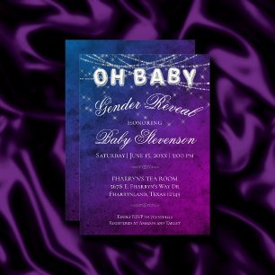 Oh Baby String Light Purple Ombre Baby Balloon Invitation