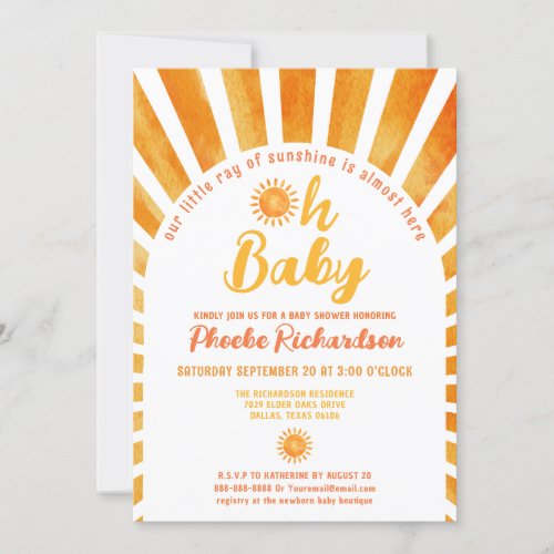 Oh Baby Sunshine Bohemian Whimsical Baby Shower Invitation