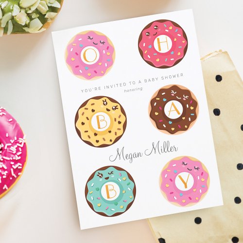 Oh Baby Sweet Donut Character Baby Shower Invitation