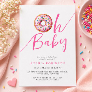 Oh Baby Sweet Donuts Minimalist Girl Baby Shower Invitation