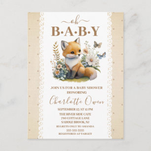 Oh Baby Sweet Foxy Baby Shower Invitation Postcard