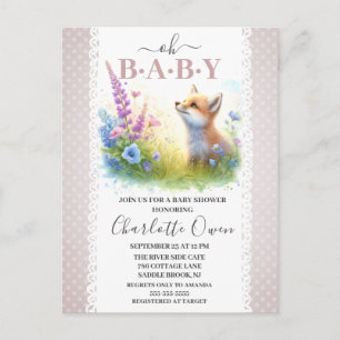 Oh Baby Sweet Foxy Baby Shower Invitation Postcard