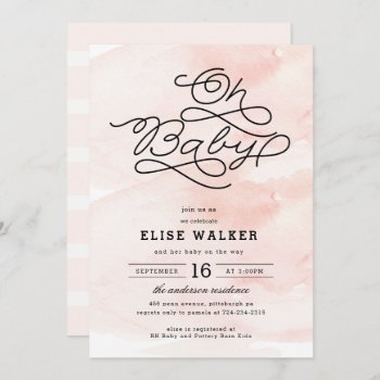 Oh Baby  Sweet Pink Baby Shower Invitation by blush_printables at Zazzle