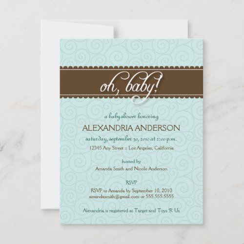 Oh, Baby! Swirly Baby Shower Invitation (blue)