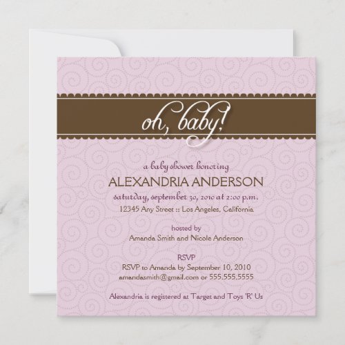 Oh, Baby! Swirly Baby Shower Invitation (lilac)
