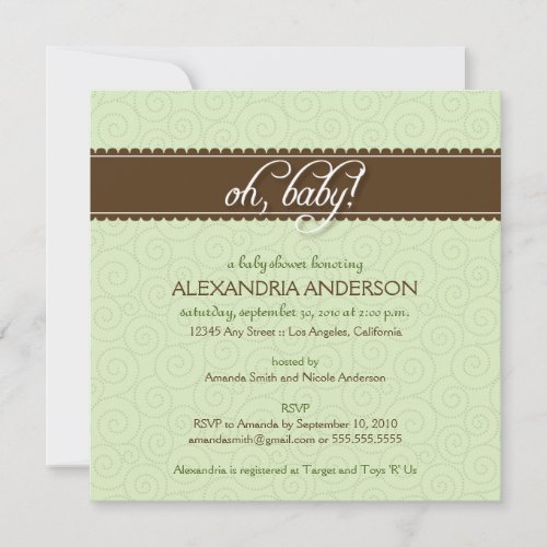 Oh, Baby! Swirly Baby Shower Invitation (mint)