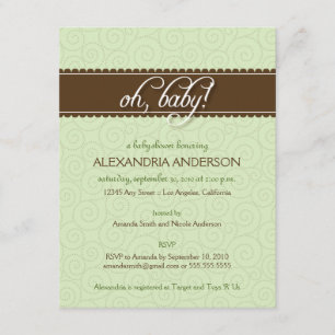 Oh, Baby! Swirly Baby Shower Invitation (sage)