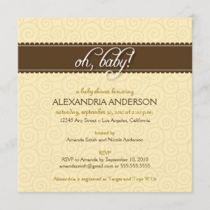 Oh, Baby! Swirly Baby Shower Invitation (yellow)