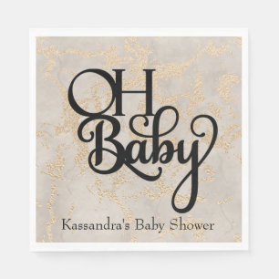 Oh Baby Tan Foil Baby Shower Lunch Napkin