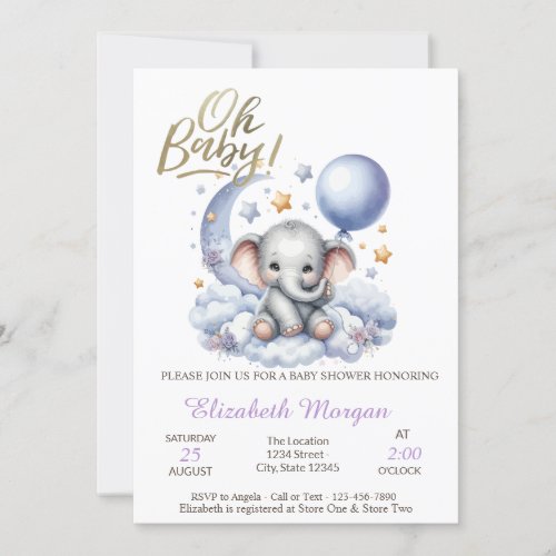 Oh Baby Teddy Bear Baby Shower   Invitation