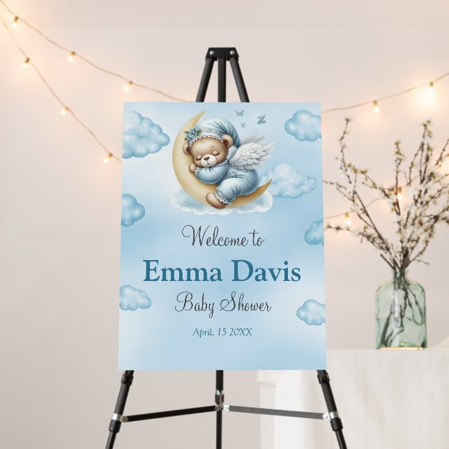 Oh Baby Teddy Bear Baby Shower Welcome Sign (In Situ (Stand))