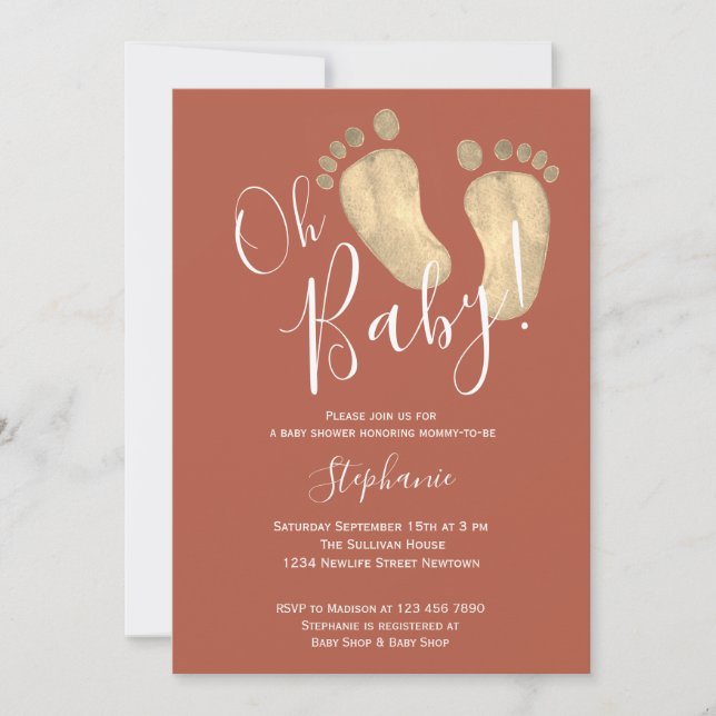 Oh Baby Terracotta Baby Shower Invitation (Front)