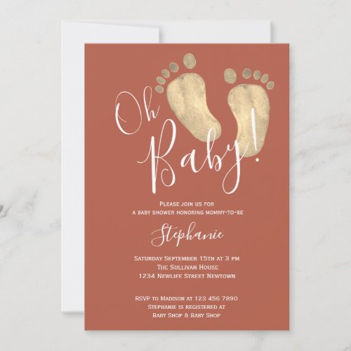 Oh Baby Terracotta Baby Shower Invitation