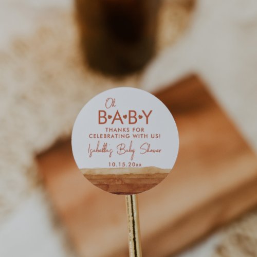 Oh Baby Terracotta Baby Shower Thank You Classic Round Sticker