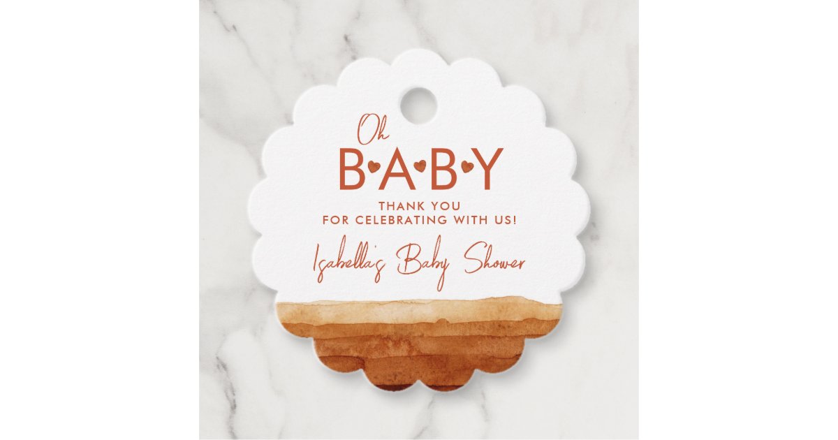 Oh Baby Terracotta Baby Shower Thank You Favor Tags | Zazzle