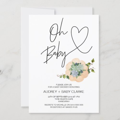 Oh Baby Thanksgiving Fall Holiday Baby Shower Invitation