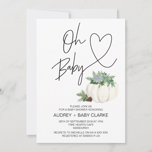 Oh Baby Thanksgiving Fall Holiday Baby Shower Invitation (Front)