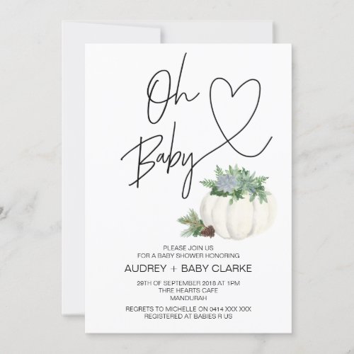 Oh Baby Thanksgiving Fall Holiday Baby Shower Invitation