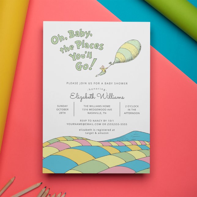 Oh, Baby, the Places You'll Go Baby Shower Invitation