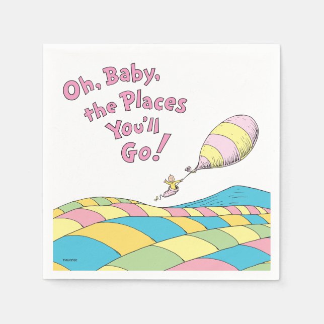 Oh, Baby, the Places You'll Go Baby Shower Napkins (Front)