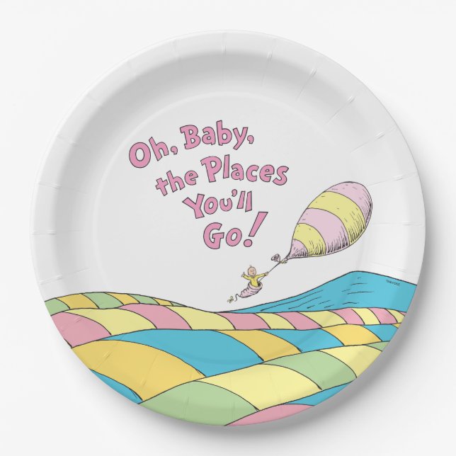 Oh, Baby, the Places You'll Go Baby Shower Paper Plates (Front)