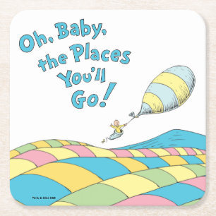 Oh, Baby, the Places You'll Go Baby Shower Square Paper Coaster