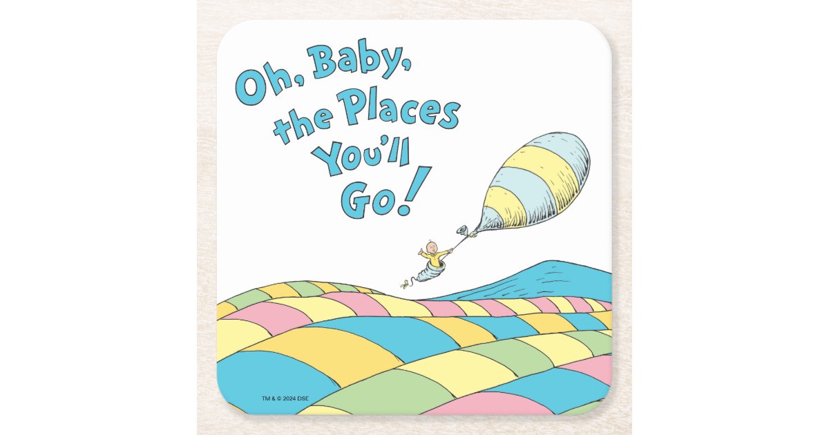 Oh, Baby, the Places You'll Go Baby Shower Square Paper Coaster | Zazzle