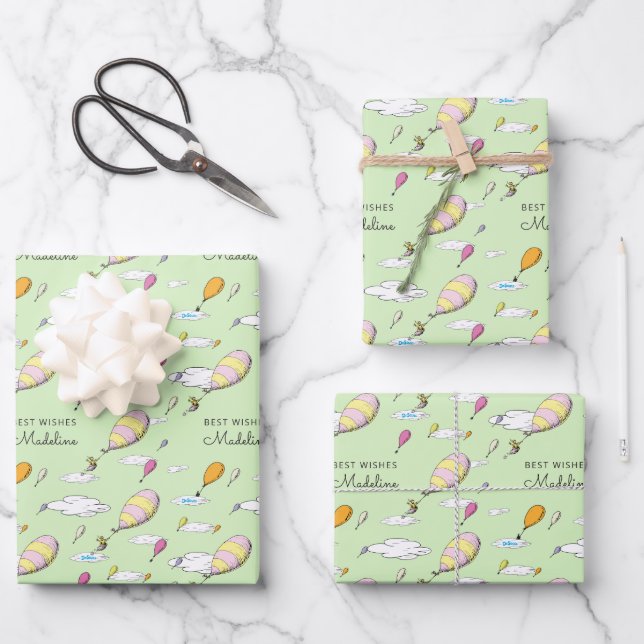 Oh, Baby, the Places You'll Go Baby Shower Wrapping Paper Sheets (Front)