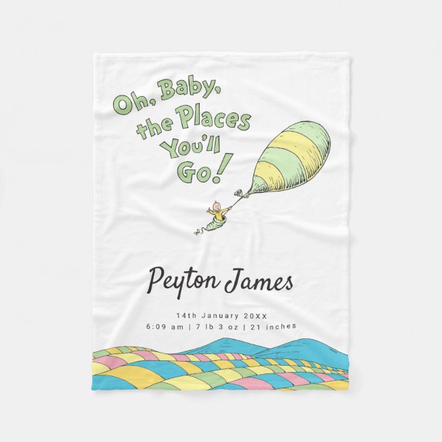 Oh, Baby, the Places You'll Go! Birth Stats Fleece (Front)