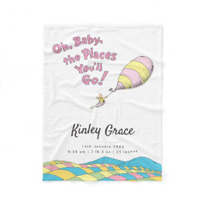 Oh, Baby, the Places You'll Go! Birth Stats Fleece Blanket