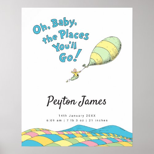 Oh Baby the Places Youll Go Birth Stats Poster
