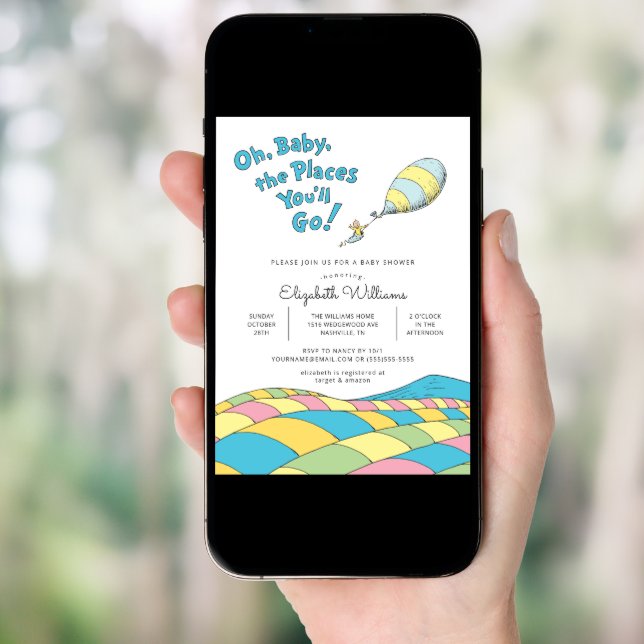 Oh, Baby, the Places You'll Go Boy Baby Shower Invitation (Front Digital)