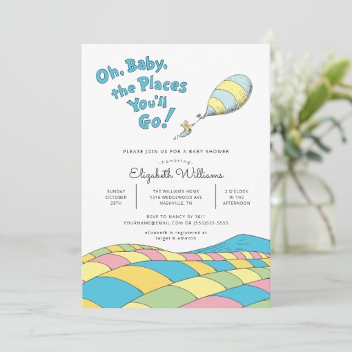 Oh, Baby, the Places You'll Go Boy Baby Shower Invitation | Zazzle