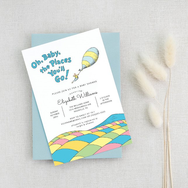 Oh, Baby, the Places You'll Go Boy Baby Shower Invitation