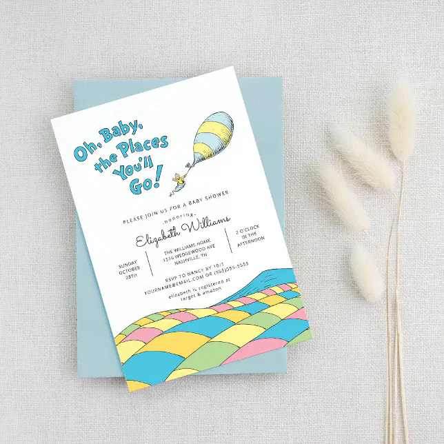 Oh, Baby, the Places You'll Go Boy Baby Shower Invitation | Zazzle