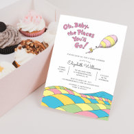 Oh, Baby, the Places You'll Go Girl Baby Shower Invitation