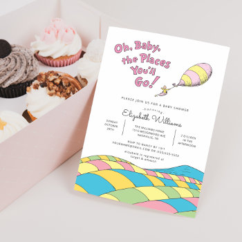 Oh  Baby  The Places You'll Go Girl Baby Shower Invitation by DrSeussShop at Zazzle