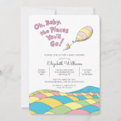 Oh, Baby, the Places You'll Go Girl Baby Shower Invitation (Front)