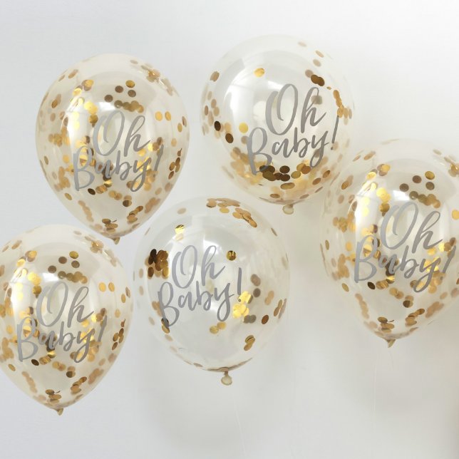 Oh Baby Themed Baby Shower Confetti Balloon Set (Front)