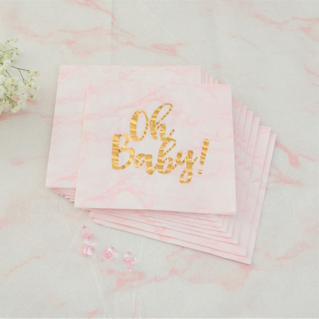 Oh Baby Themed Baby Shower Luncheon Napkins (Front)