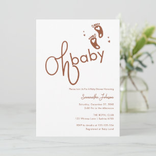Oh Baby Trendy Script Gender Neutral Baby shower Invitation