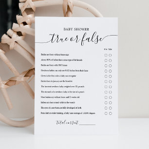 Oh Baby True Or False Baby Shower game Card