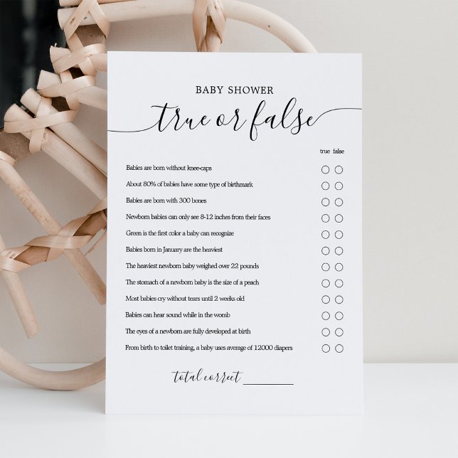 Oh Baby True Or False Baby Shower game Card (Creator Uploaded)