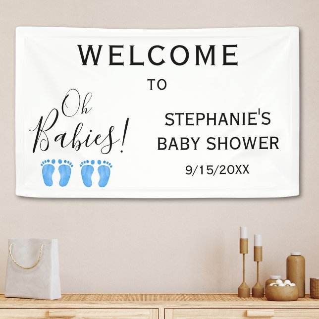 Oh Baby Twin Boys' Baby Shower Welcome  Banner (Creator Uploaded)