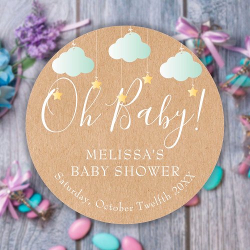 Oh Baby Twinkle Twinkle Baby Shower  Sprinkle Classic Round Sticker