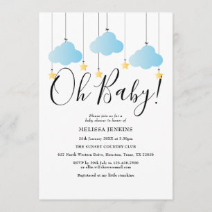 Oh Baby Twinkle Twinkle Blue Baby Shower Sprinkle Invitation