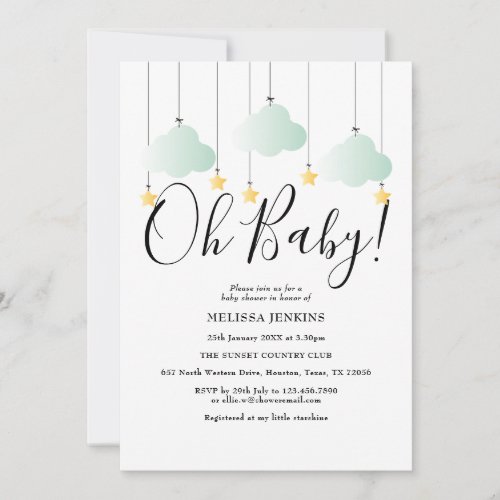 Oh Baby Twinkle Twinkle Green Baby Shower Sprinkle Invitation