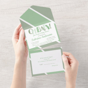 Oh Baby Typography Baby Shower Dancing Letters All In One Invitation