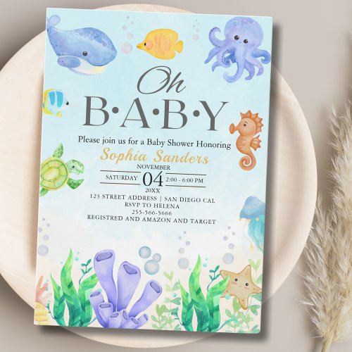 Oh Baby Under Sea Baby Shower Invitation