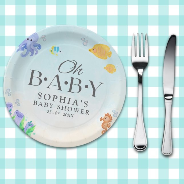 Oh Baby Under Sea Baby Shower Paper Plates (Creator Uploaded)